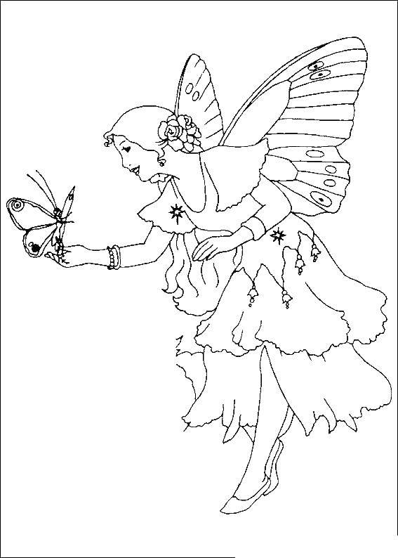 Раскраски с фея по зарубежным мультикам для девочек  Фея