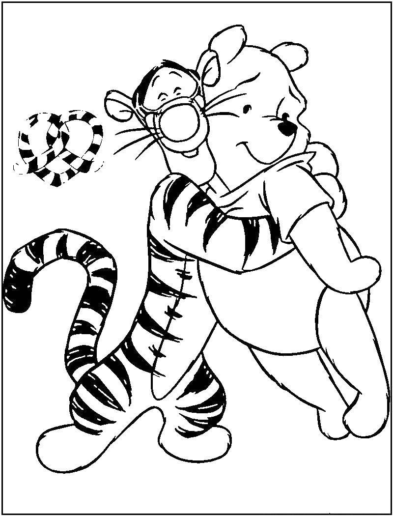 Раскраски из зарубежного мультфильма про Винни Пуха и его друзей для самых маленьких   Винни пух и тигренок