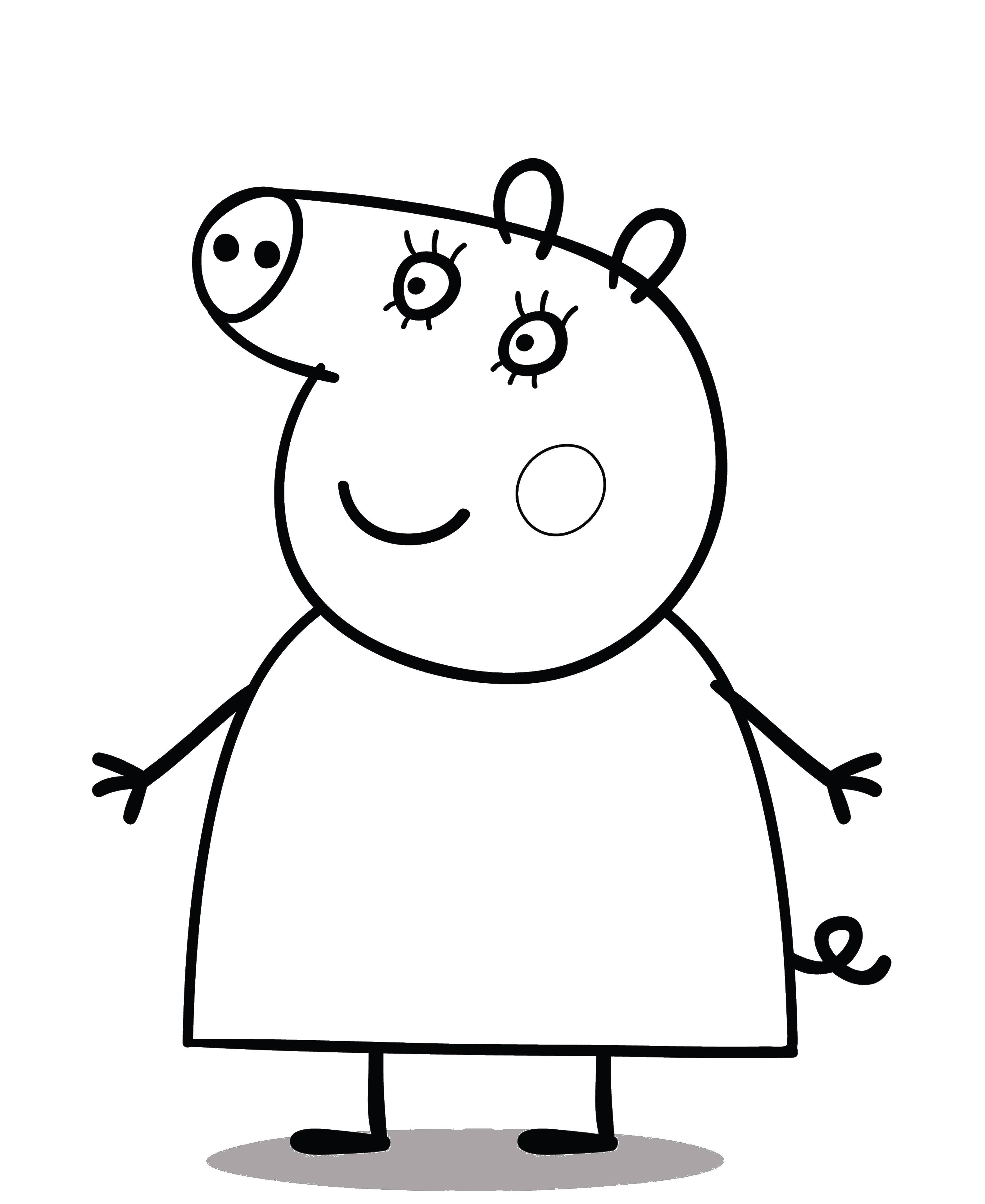 Познавательные и забавные раскраски для детей про свинку Пеппу  Мама свинка