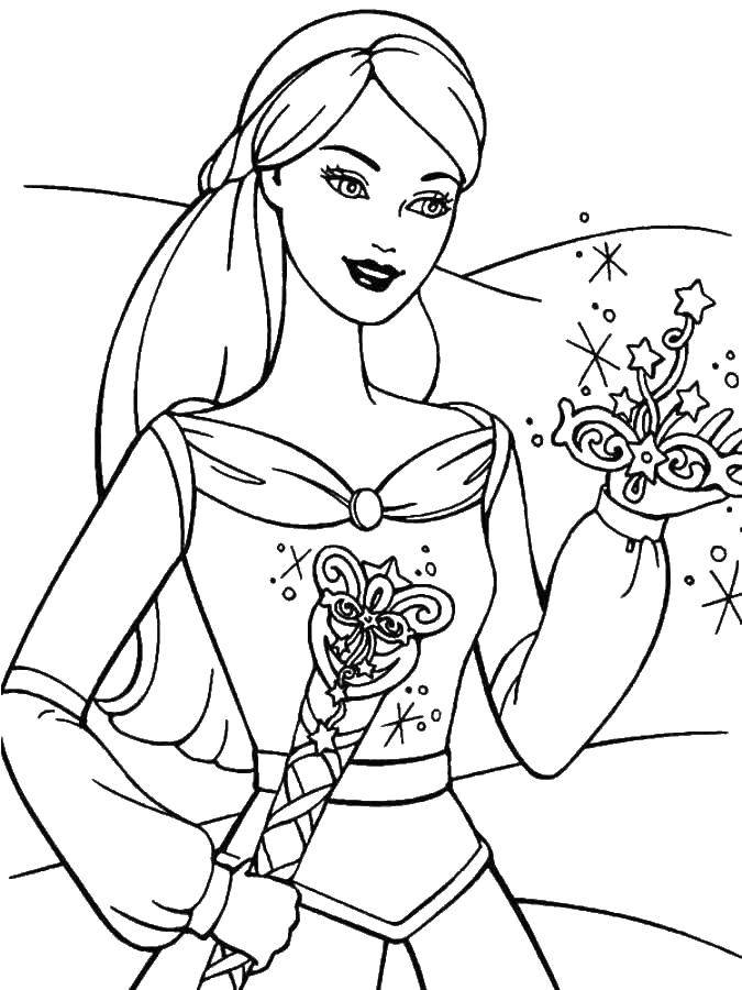 Раскраски с барби по серии мультфильмов  для девочек  Барби принцесса