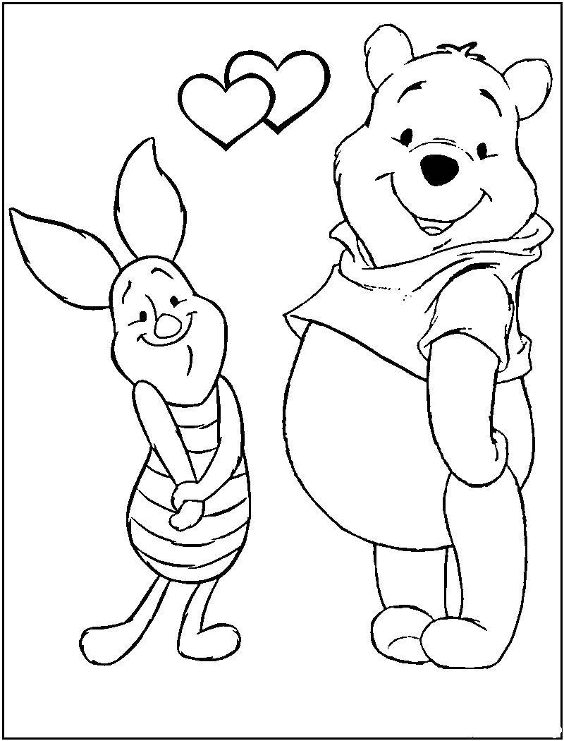 Раскраски из зарубежного мультфильма про Винни Пуха и его друзей для самых маленьких   Винни пух и пяточек