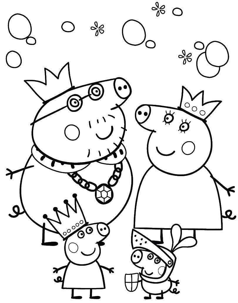 Познавательные и забавные раскраски для детей про свинку Пеппу  Семья свинки пеппы.