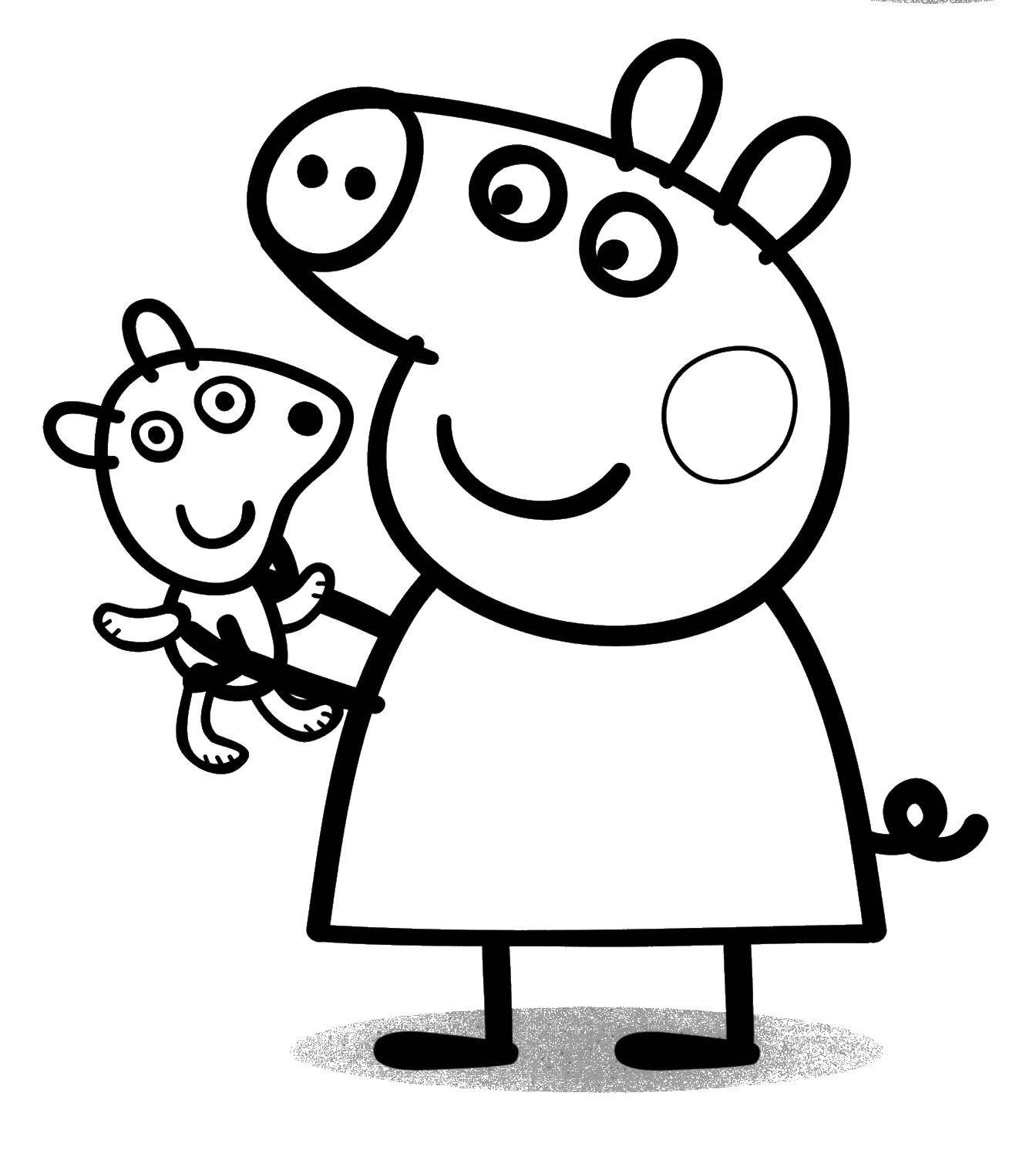 Познавательные и забавные раскраски для детей про свинку Пеппу  Свинка пеппа с игрушкой