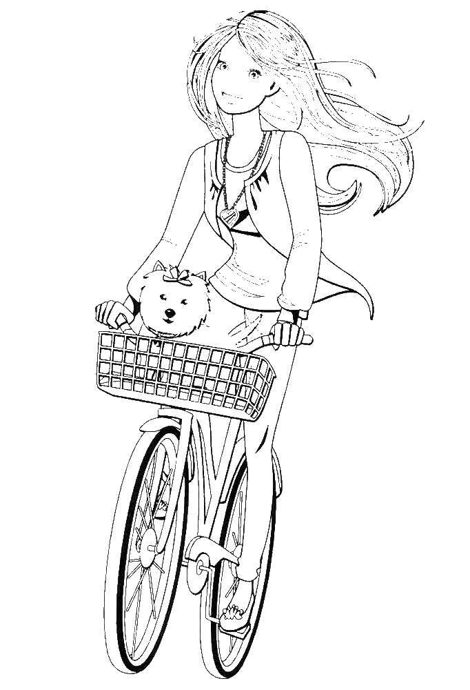 Раскраски с барби по серии мультфильмов  для девочек  Барби на велосипеде