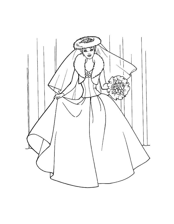 Раскраски с барби по серии мультфильмов  для девочек  Барби-невеста
