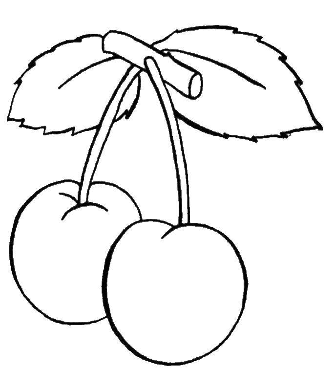 Раскраски ягоды малина вишня арбуз вишня крыжовник  Вкусные вишенки