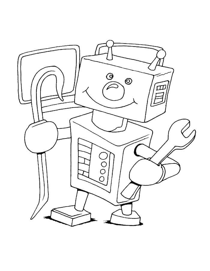 Раскраски с роботами из зарубежных мультфильмов для подростков  Робот работник