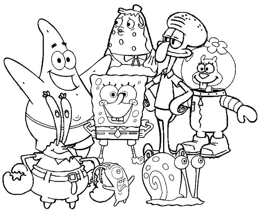 Раскраски Спанч Боб для малышей  Персонажи мультфильма спанч боб