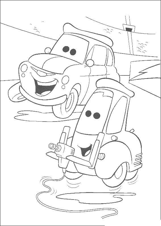 Раскраскидля мальчиков по мультфильму тачки  Две машины