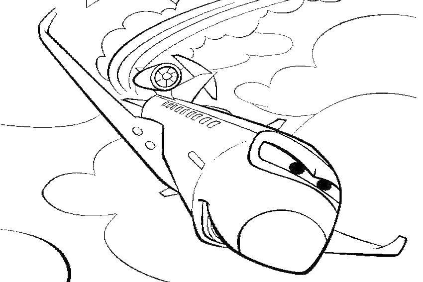 Раскраскидля мальчиков по мультфильму тачки  Самолет из тачек