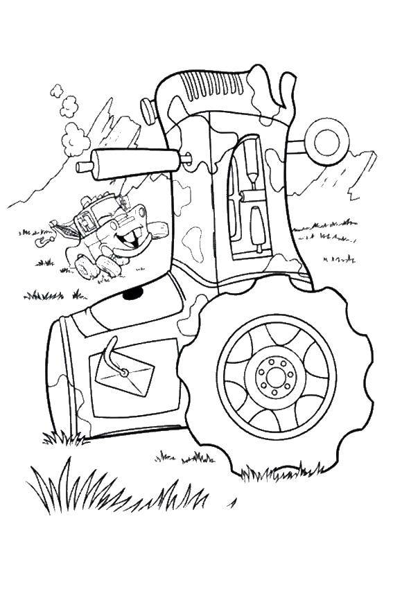 Раскраскидля мальчиков по мультфильму тачки  Трактор