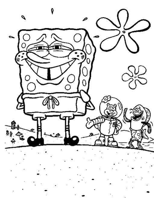 Раскраски Спанч Боб для малышей  Спанч боб и его друзья