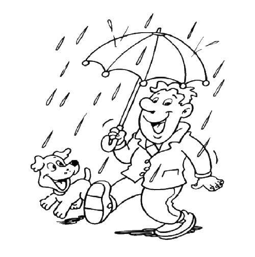 Раскраски природные явления дождь, раскраски дождик для школьников и подростков  Прогулка под дождем