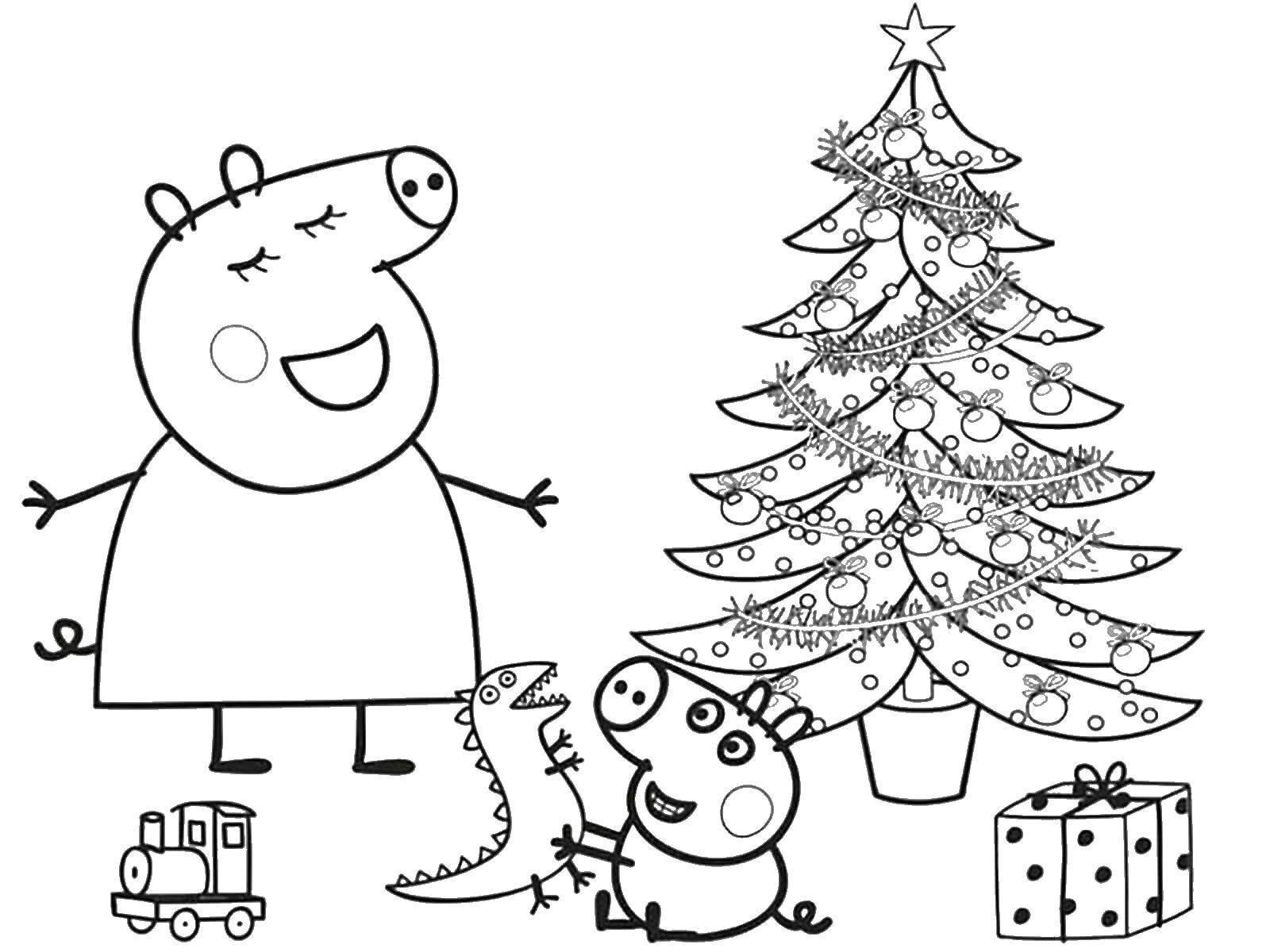 Познавательные и забавные раскраски для детей про свинку Пеппу  Свинка пеппа и рождество