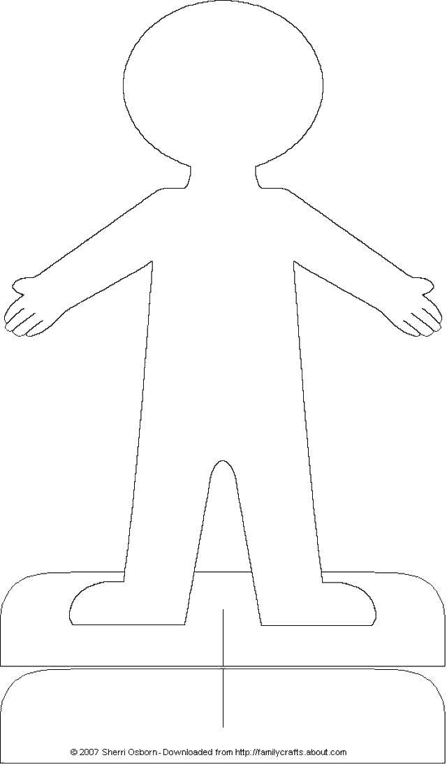  Бумажный человечек Раскраска контур для вырезания из бумаги - человек.