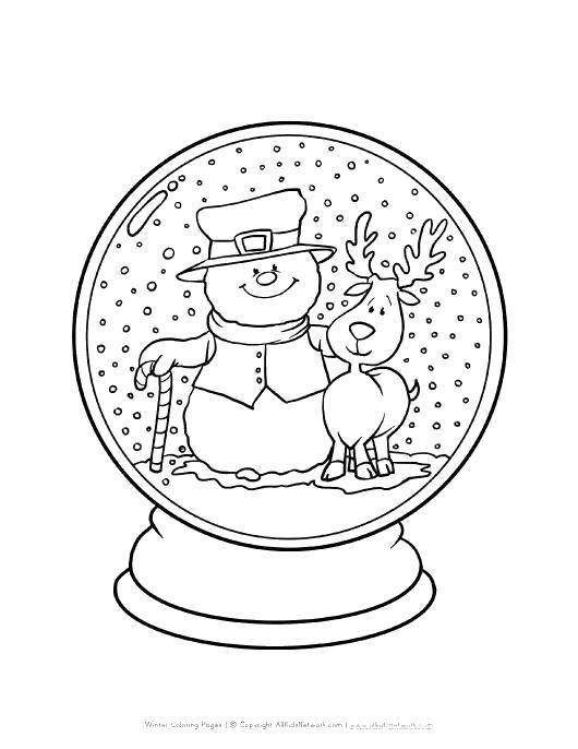Раскраски для детей Зима, зимушка раскраски для школьников  Шар со снежком