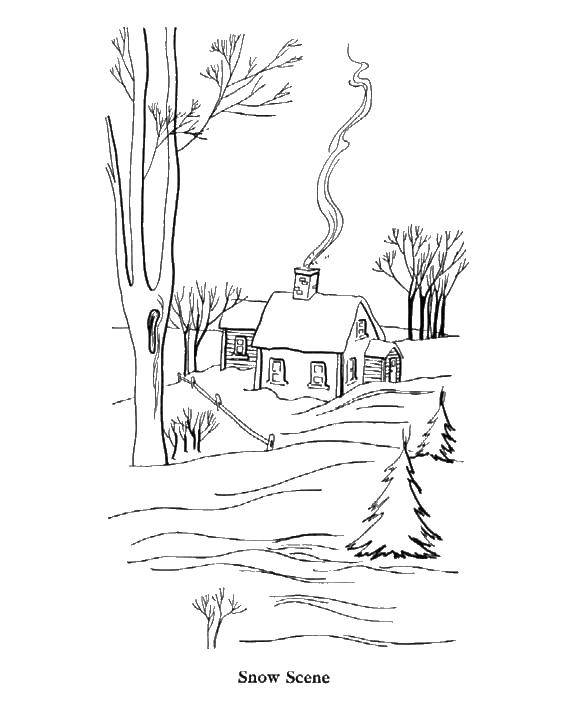 Раскраски для детей Зима, зимушка раскраски для школьников  Снежная картина