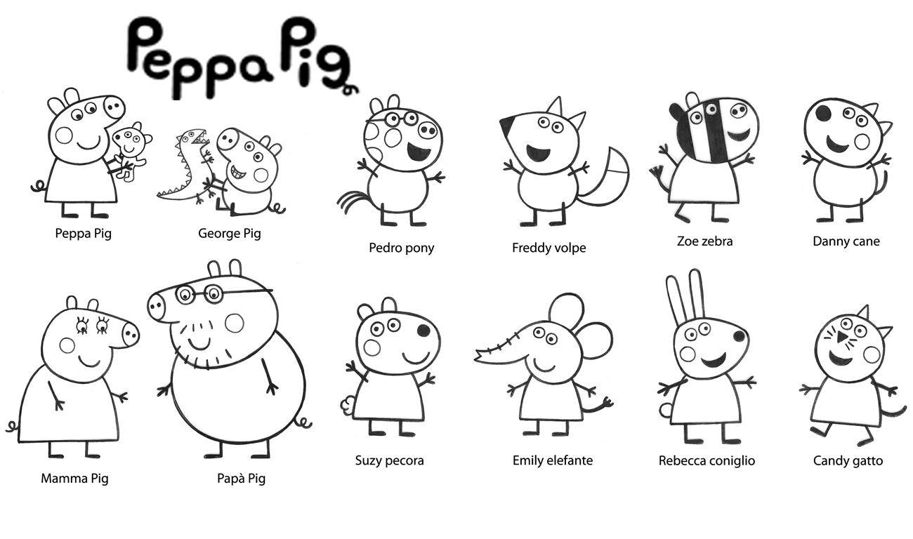 Познавательные и забавные раскраски для детей про свинку Пеппу  Семья и друзья свинки пеппы