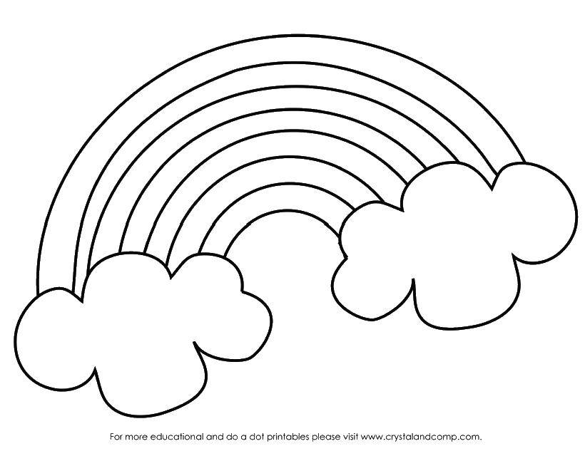 Раскраски облака для школьников, раскраски для начальной школы облака, природные явления  Радуга и два облака