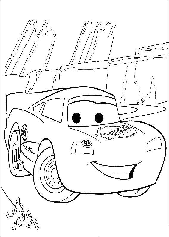 Раскраскидля мальчиков по мультфильму тачки  Тачка маквин гонщик