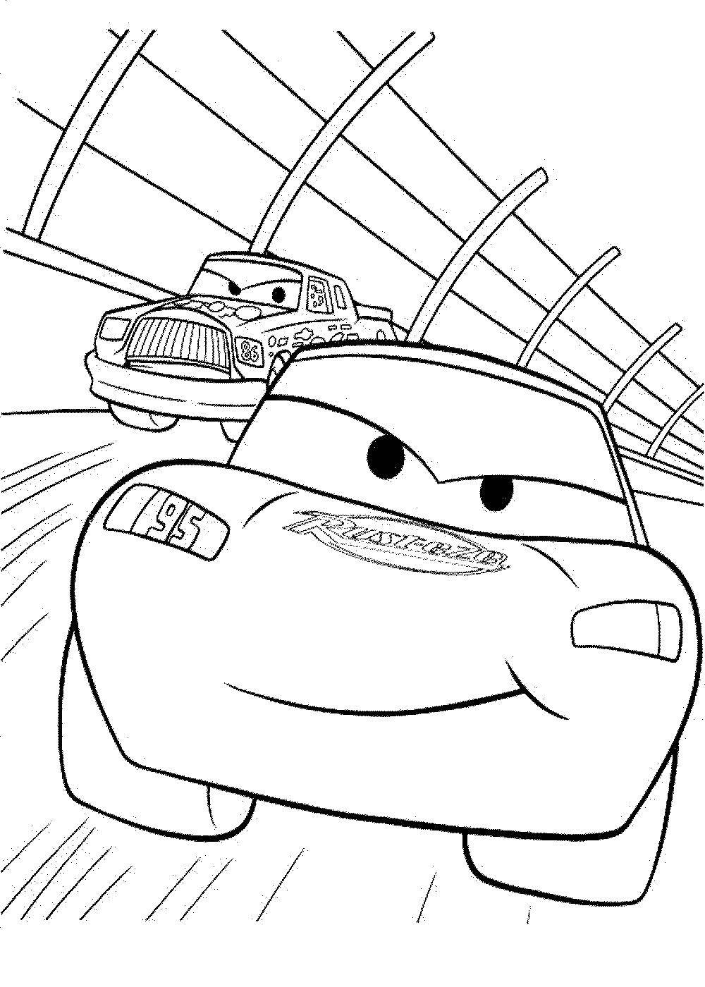 Раскраскидля мальчиков по мультфильму тачки  Тачка маквин на гоночной трассе