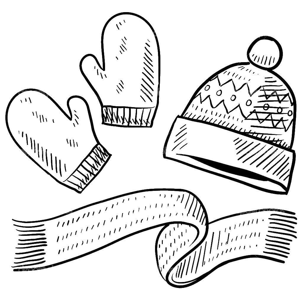  Зимняя шапочка с бубенчиком, варежки и шарф