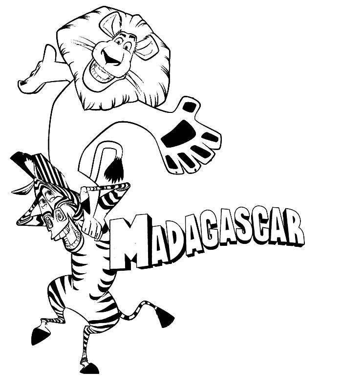Раскраски Мадагаскар, смешные и весёлые раскраски про животных для детей.  Алекс и марти