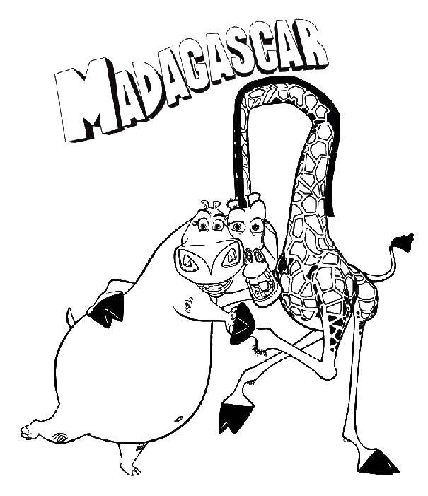 Раскраски Мадагаскар, смешные и весёлые раскраски про животных для детей.  Мелман и глория