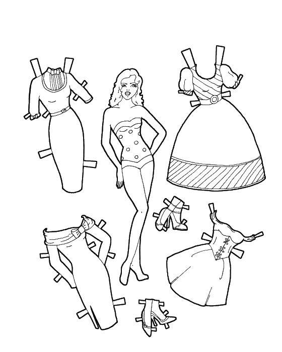 Раскраски с барби по серии мультфильмов  для девочек  Одежда для леди-барби