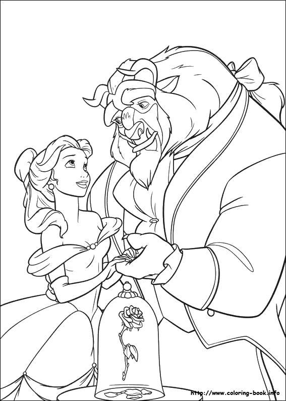 Раскраски из мультфильма Красавица и чудовище для детей  Бэлль влюблена