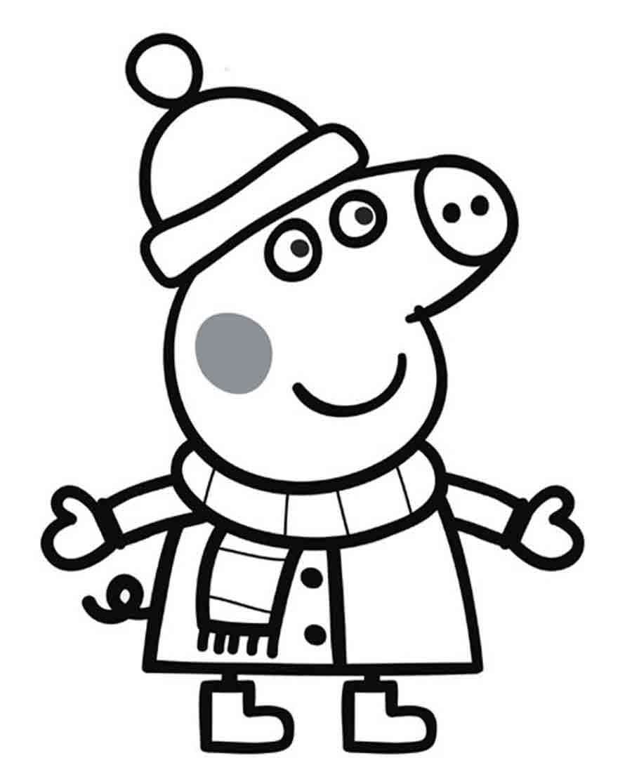Познавательные и забавные раскраски для детей про свинку Пеппу  Для раскраски - свинка пеппа зимой