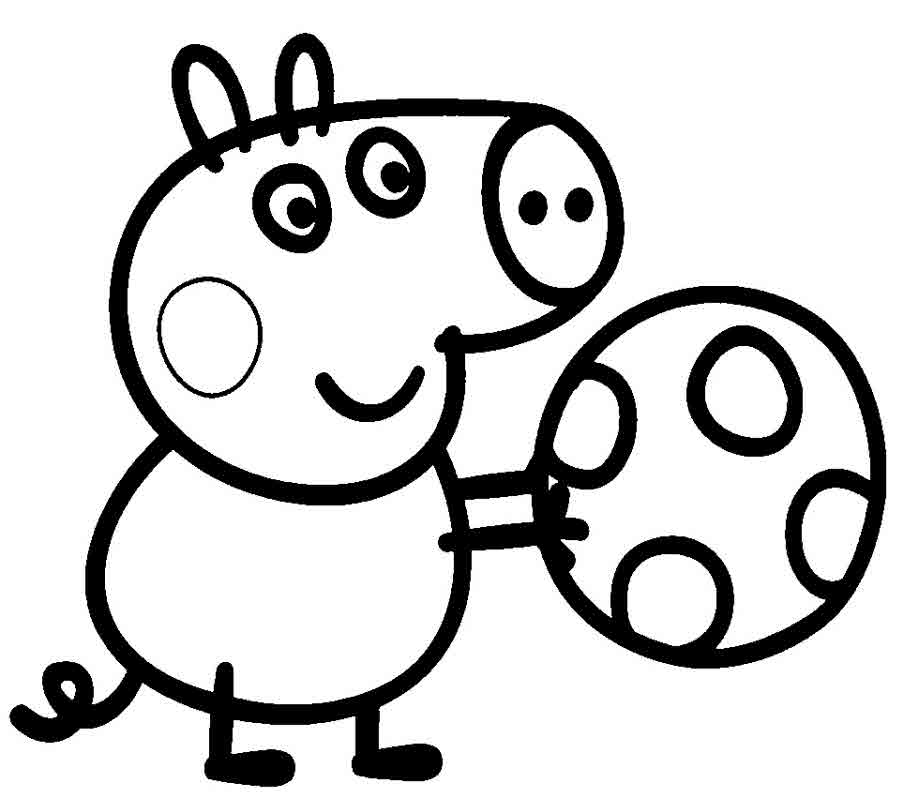 Познавательные и забавные раскраски для детей про свинку Пеппу  Для раскраски - свинка пеппа с мячиком