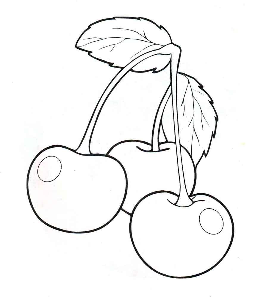 Раскраски ягоды малина вишня арбуз вишня крыжовник  Скачать или распечатать раскраску распечатать скачать, вишня