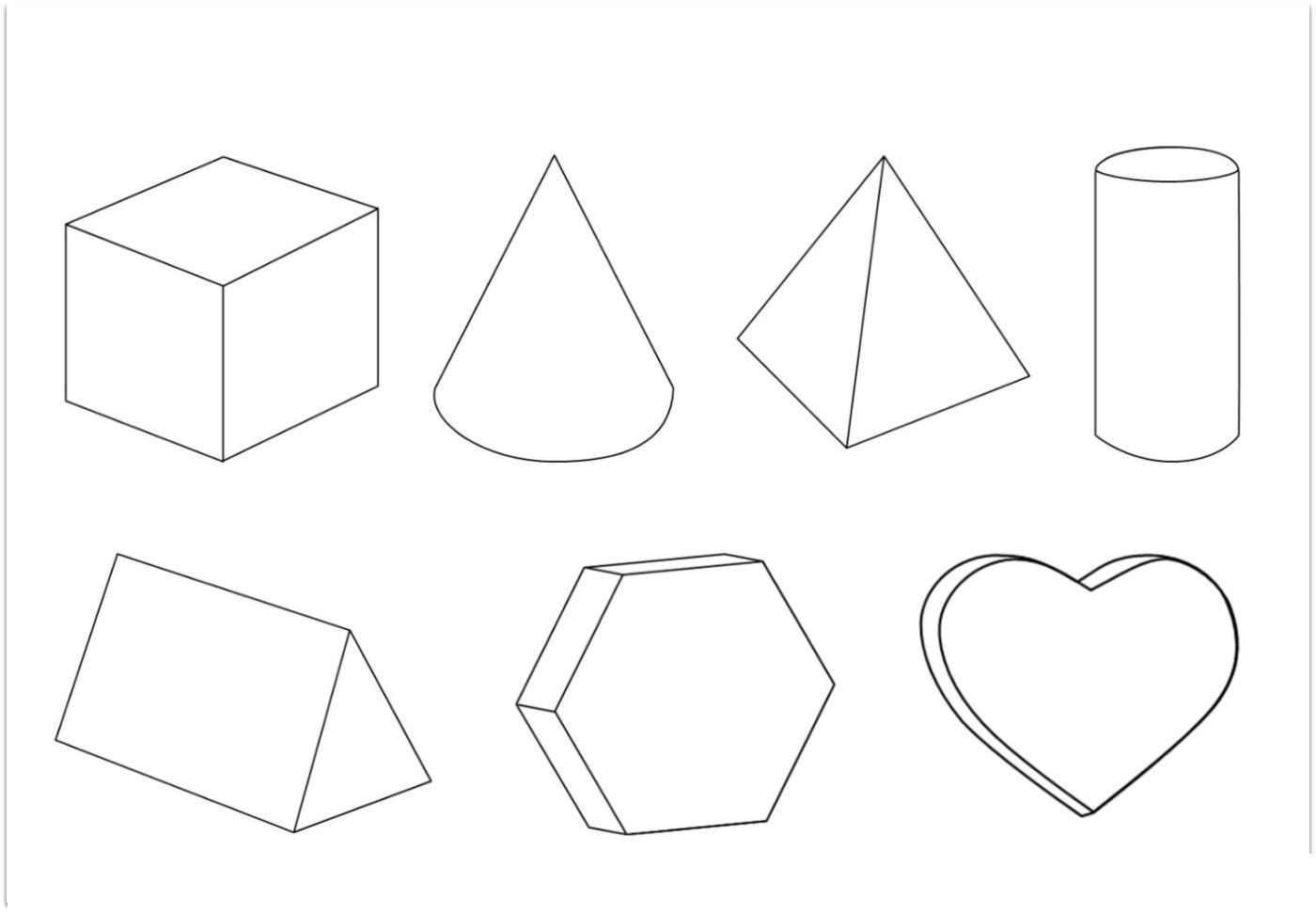 Раскраски контуры для вырезания геометрических фигур  Раскраски геометрические фигуры из бумаги объемные геометрические фигуры контур, шаблоны