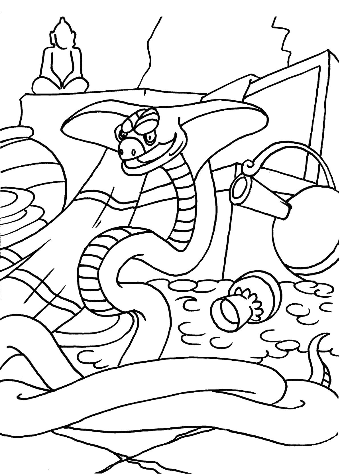 Раскраски с Маугли  для детей  Раскраска белая кобра | раскраски из мультфильма маугли