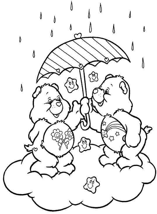 Раскраски природные явления дождь, раскраски дождик для школьников и подростков  Мишки Гамми и дождь