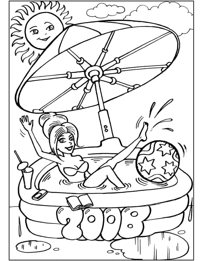 Раскраски с барби по серии мультфильмов  для девочек  Раскраски Барби купается 