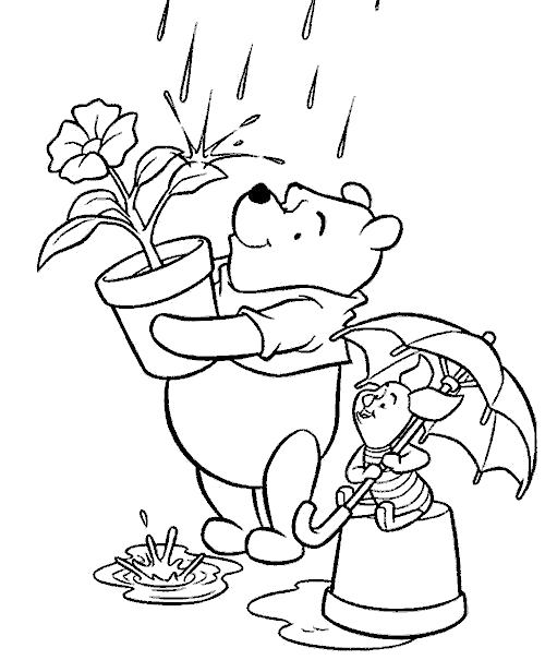 Раскраски из зарубежного мультфильма про Винни Пуха и его друзей для самых маленьких   Винни с цветочком