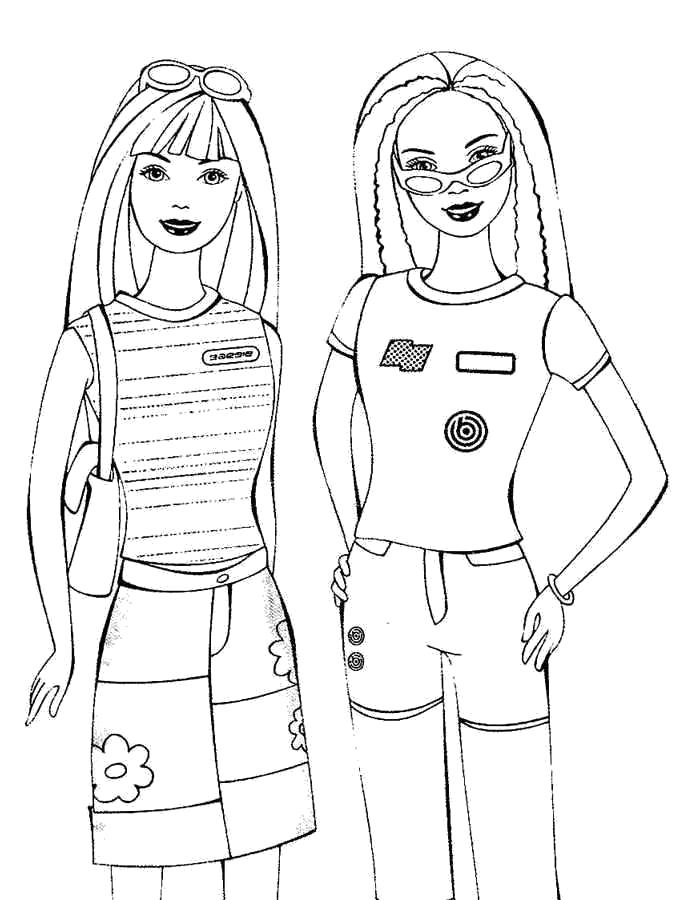 Раскраски с барби по серии мультфильмов  для девочек  Раскраски Барби с подружой