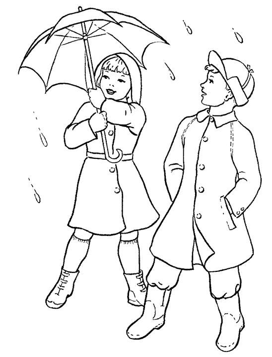 Раскраски природные явления дождь, раскраски дождик для школьников и подростков  Зонт на двоих