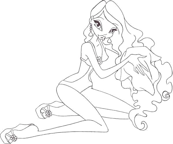 Раскраски для девочек по мультфильму Винкс  Красивые волосы Лейлы