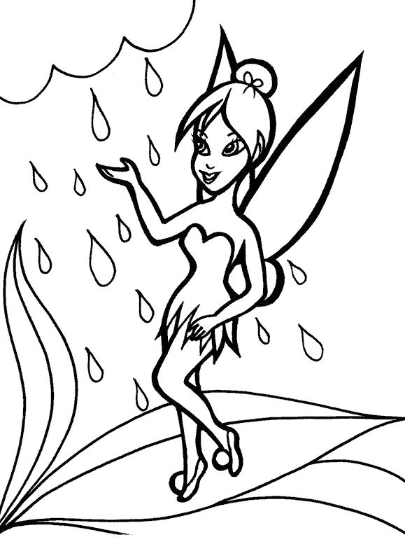 Раскраски с фея по зарубежным мультфильмам для детей  Фея под дождём