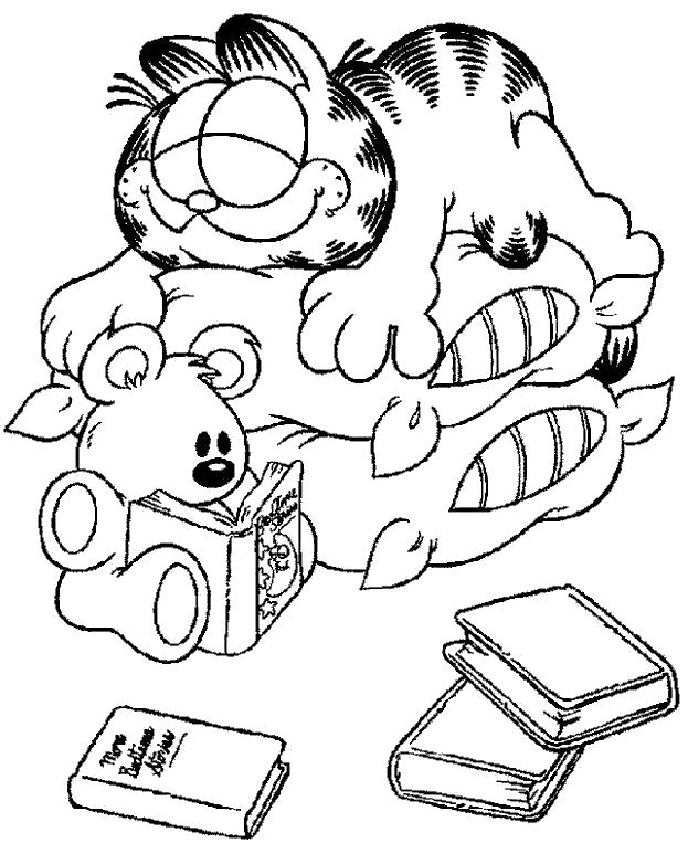 Раскраски про приключения кота Гарфилда для детей  Гарфилд спит