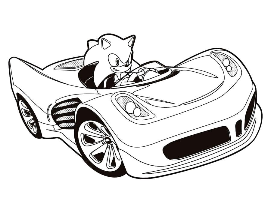 Раскраски из аниме про Соника и его друзей   Соник Икс в машине