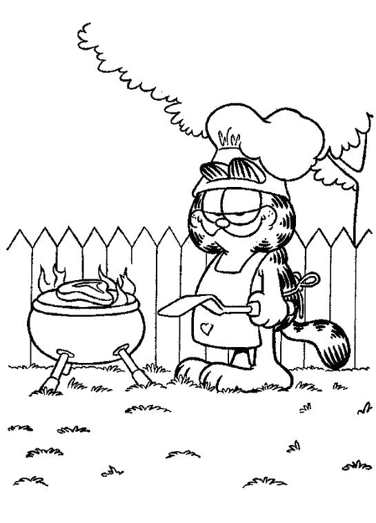 Раскраски про приключения кота Гарфилда для детей  Гриль 