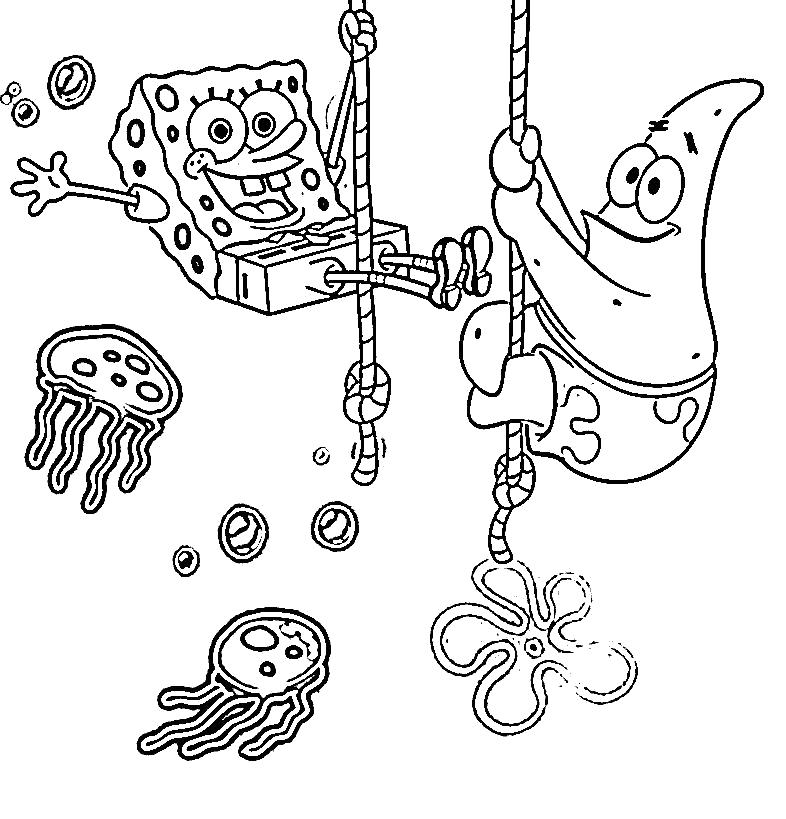 Раскраски Спанч Боб для малышей  Медузы