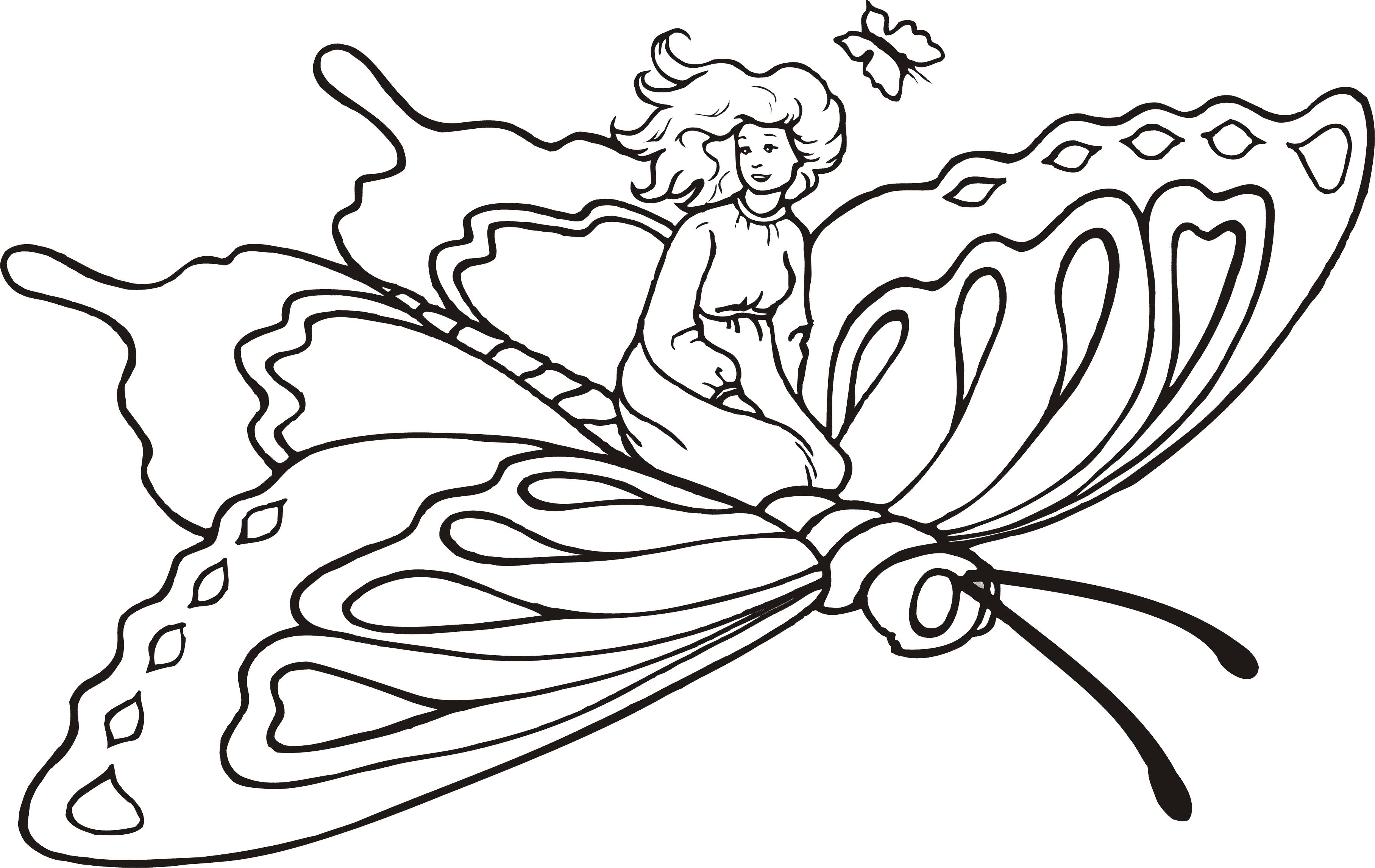 Раскраски с фея по зарубежным мультфильмам для детей  Фея на бабочке