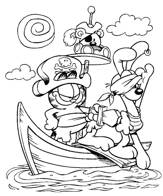 Раскраски про приключения кота Гарфилда для детей  Гарфилд пират