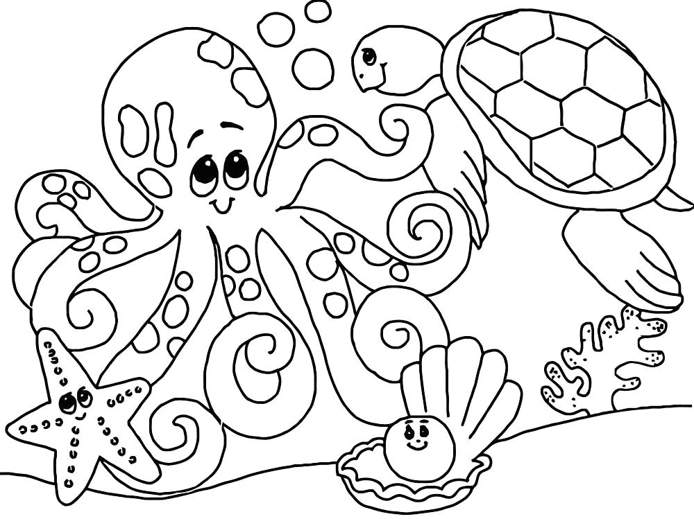 Раскраски осьминог осьминоги  Осьминог и черепашка
