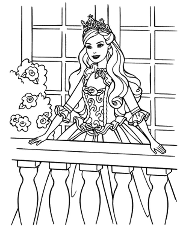 Раскраски с барби по серии мультфильмов  для девочек  барби на балконе